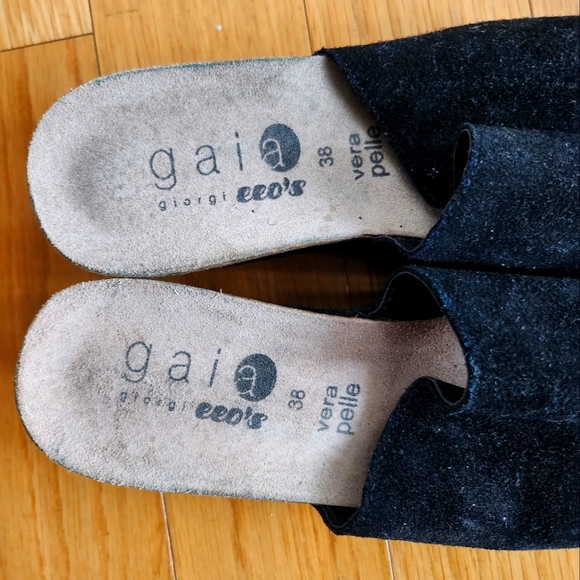 Black Suade Wedge Sandals - Picture 4 of 5